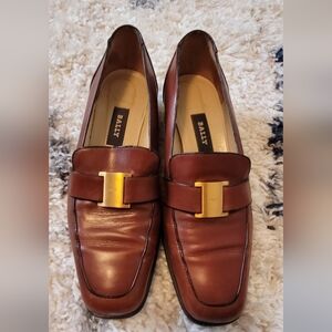 Bally Brown Loafer with Gold Color Hardware 8.5 C VINTAGE